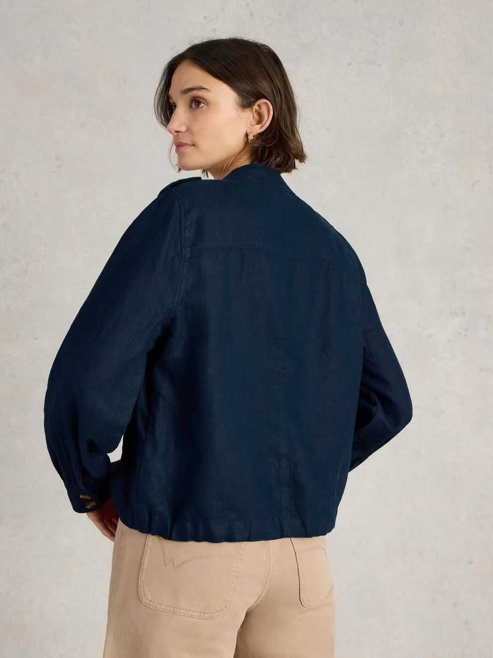 DEMI UTILITY LINEN JACKET DARK NAVY
