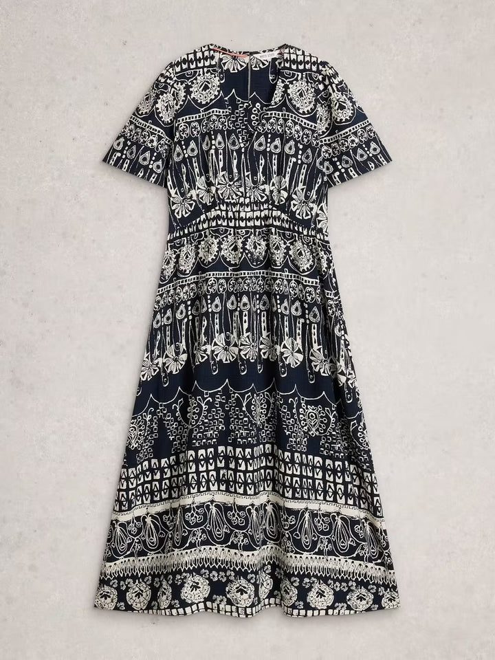 LUCY MIDI DRESS NAVY PRINT