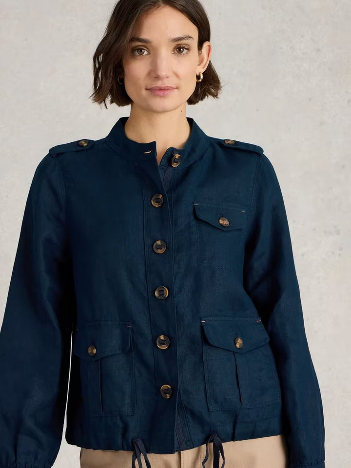 DEMI UTILITY LINEN JACKET DARK NAVY