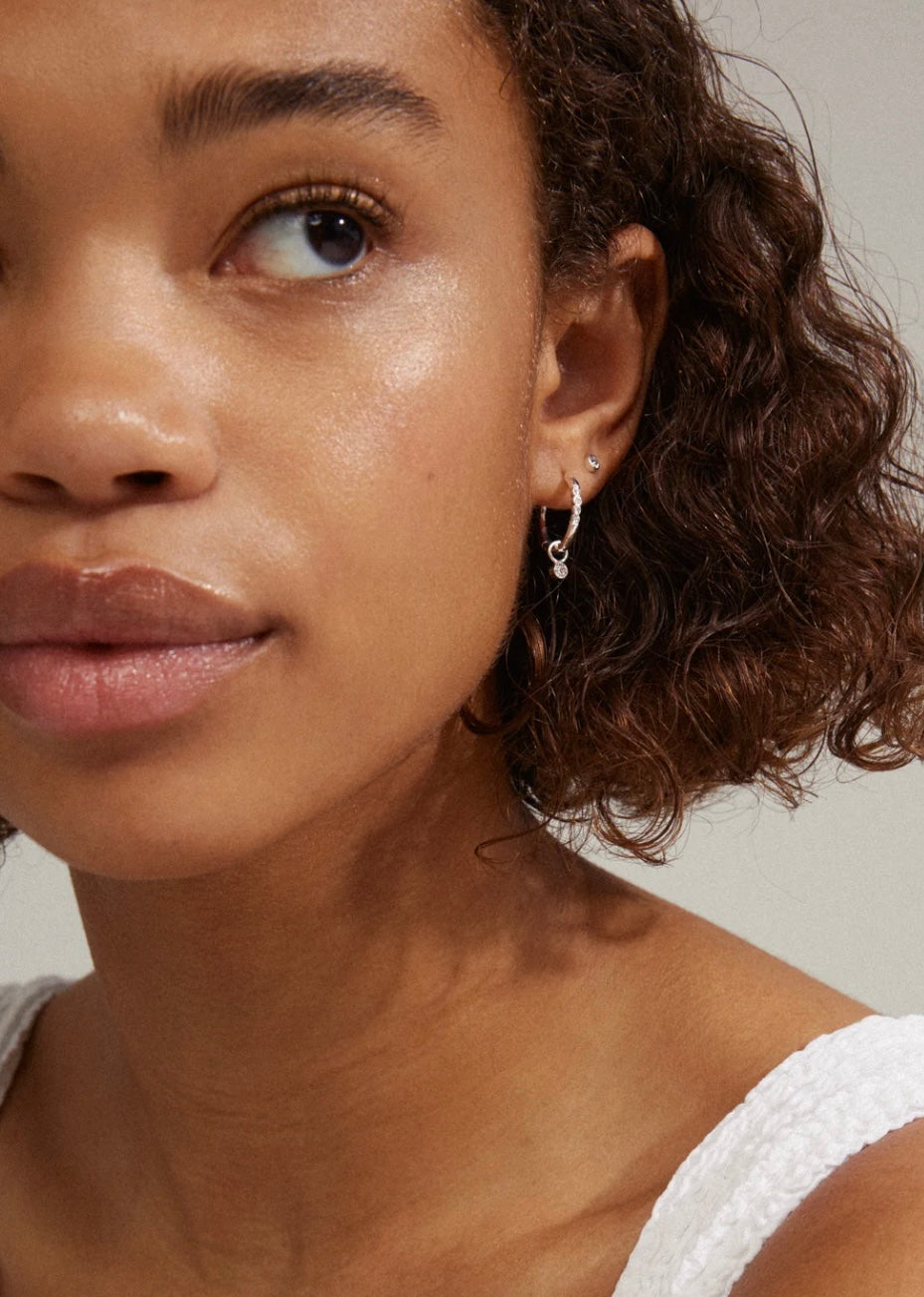 ELNA CRYSTAL EARRINGS 2-IN-1 SET SILVER PLATED