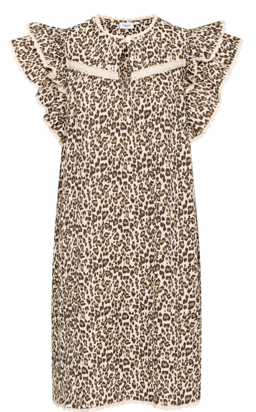 CRÈME LEOPARD STROKES KIRBY DRESS