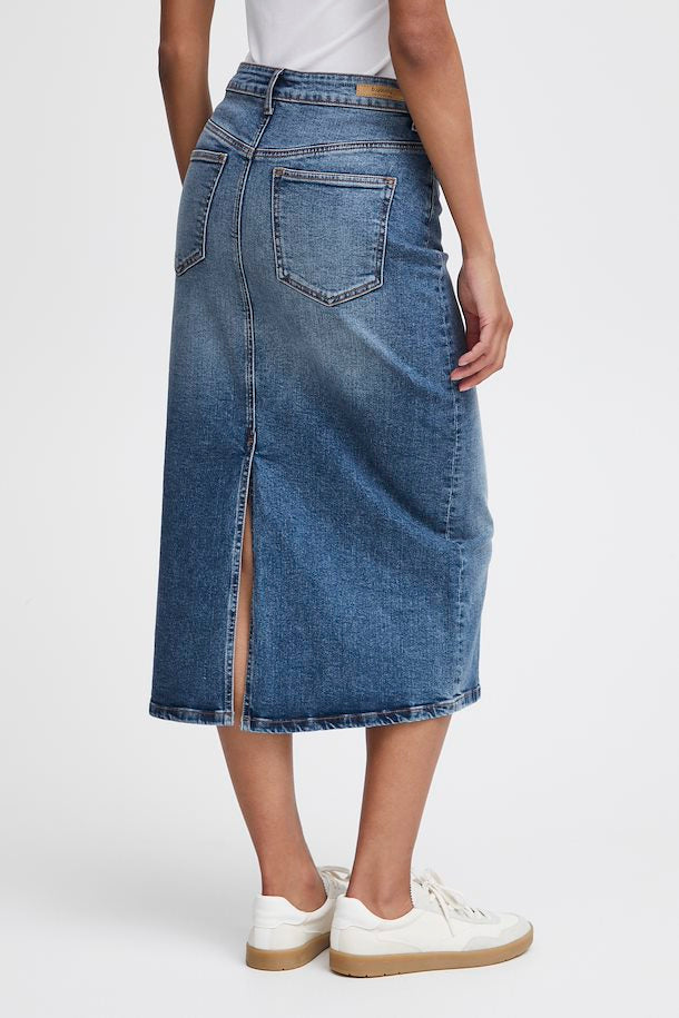 MID BLUE DENIM LEYA SKIRT