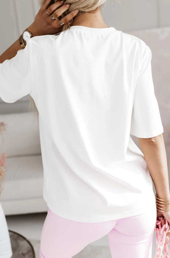 CIN CIN GRAPHIC PRINT T-SHIRT IVORY   (ONE SIZE UK 8/14)