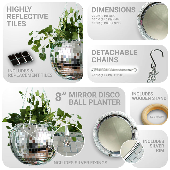 Disco Ball Hanging Planter (8in)