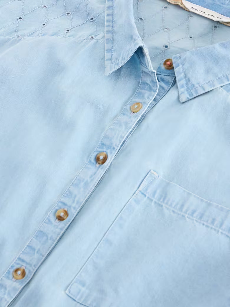 MID DENIM PIPER BRODERIE JUMPSUIT