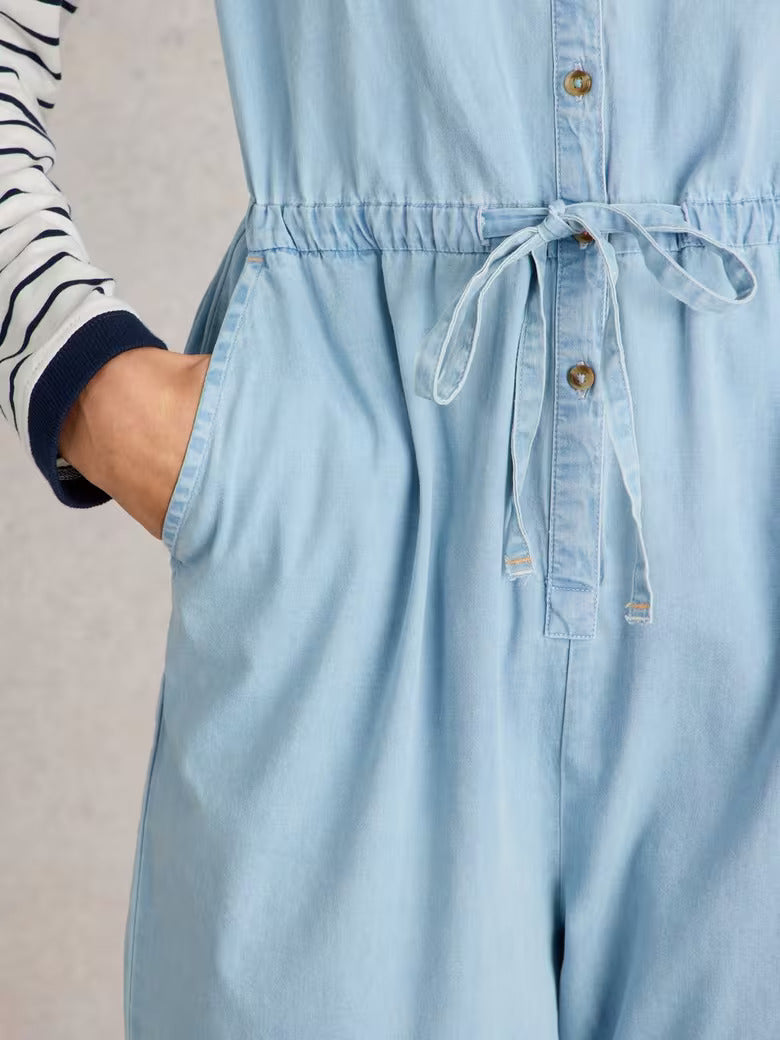 MID DENIM PIPER BRODERIE JUMPSUIT