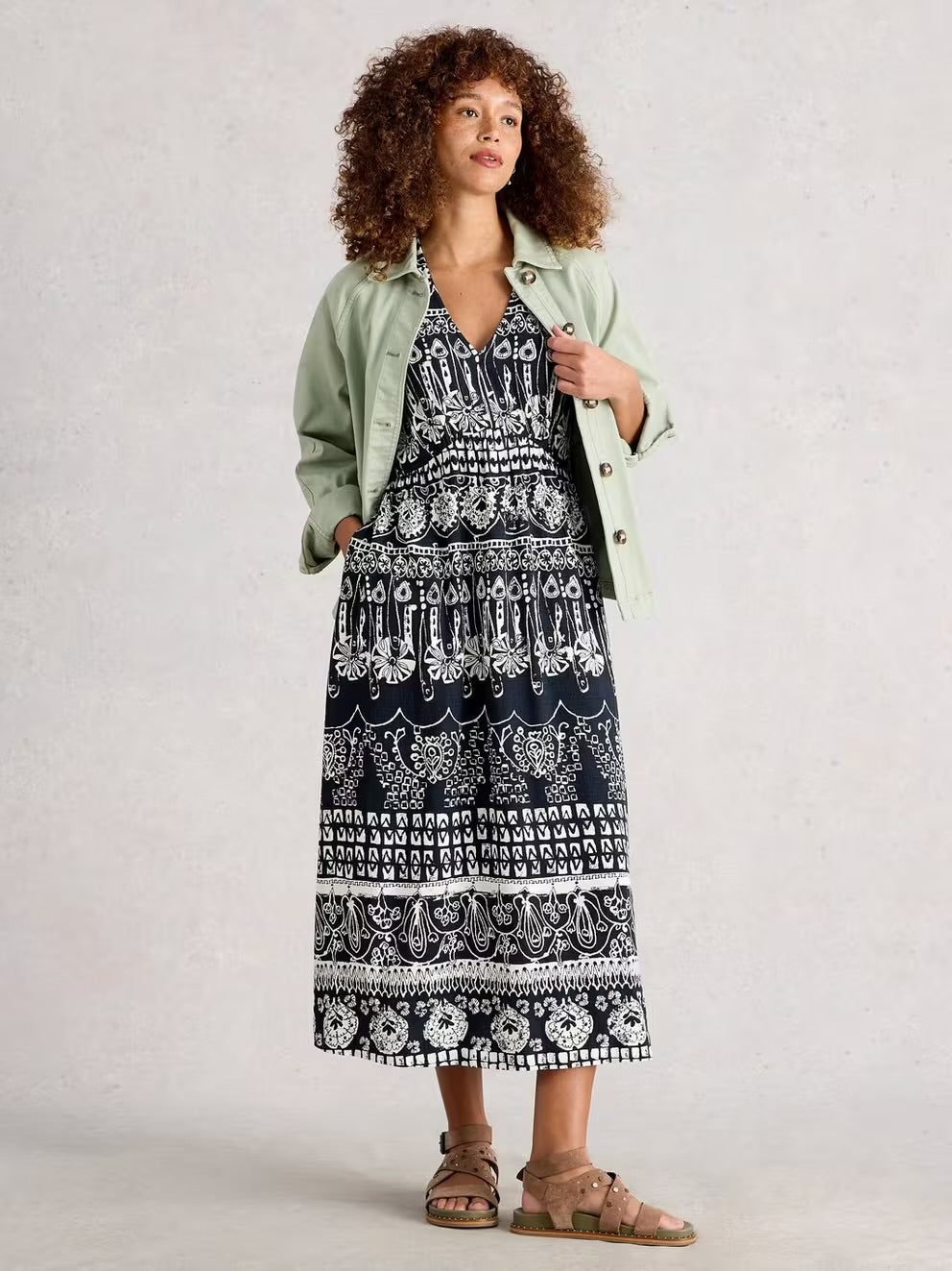 LUCY MIDI DRESS NAVY PRINT