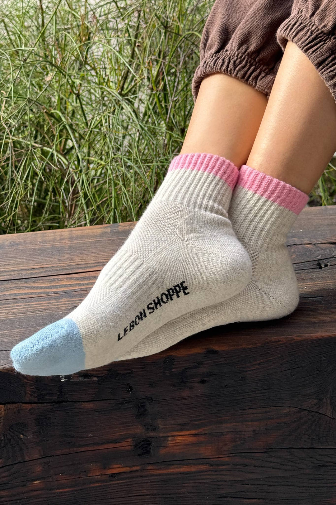 Color Block Girlfriend Socks : Rose Green