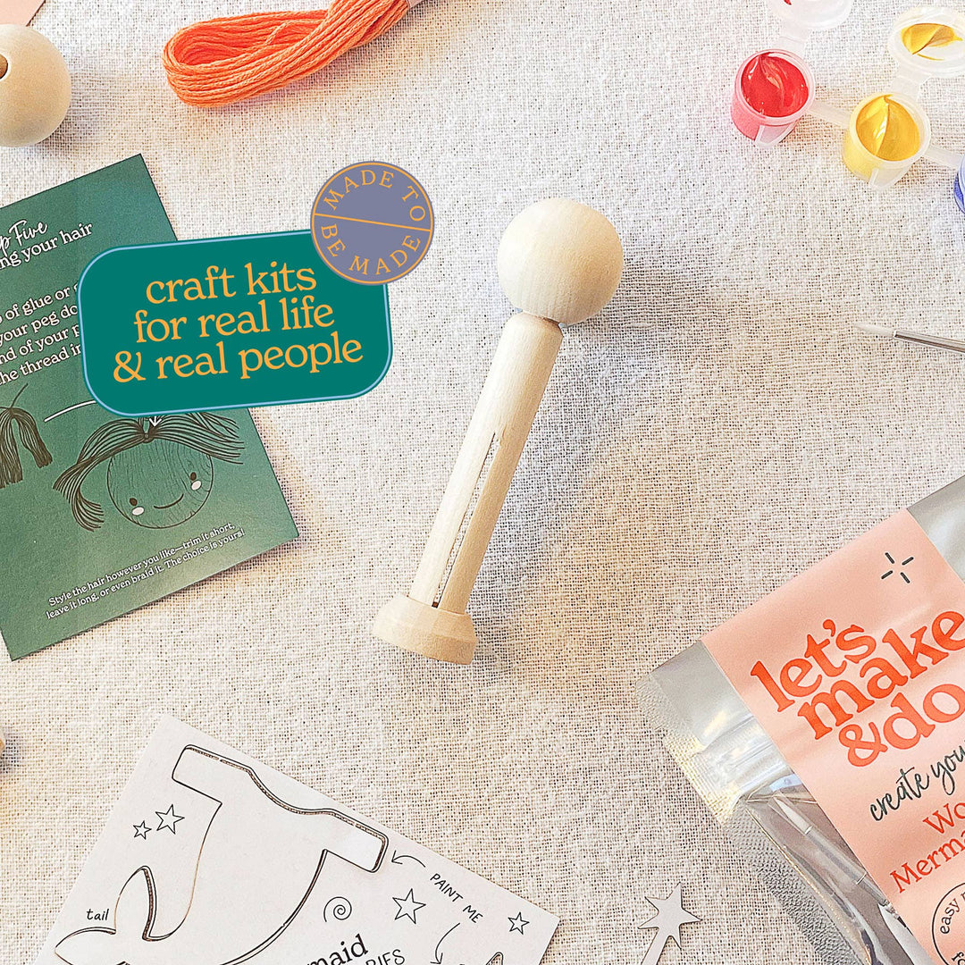 Create Your Own Mermaid Wooden Peg Doll Kit