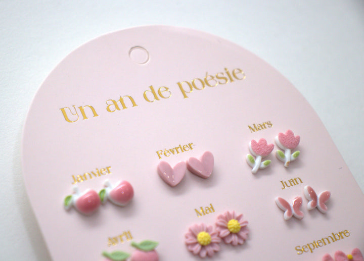 One Year of Pink Poetry stainless steel earrings