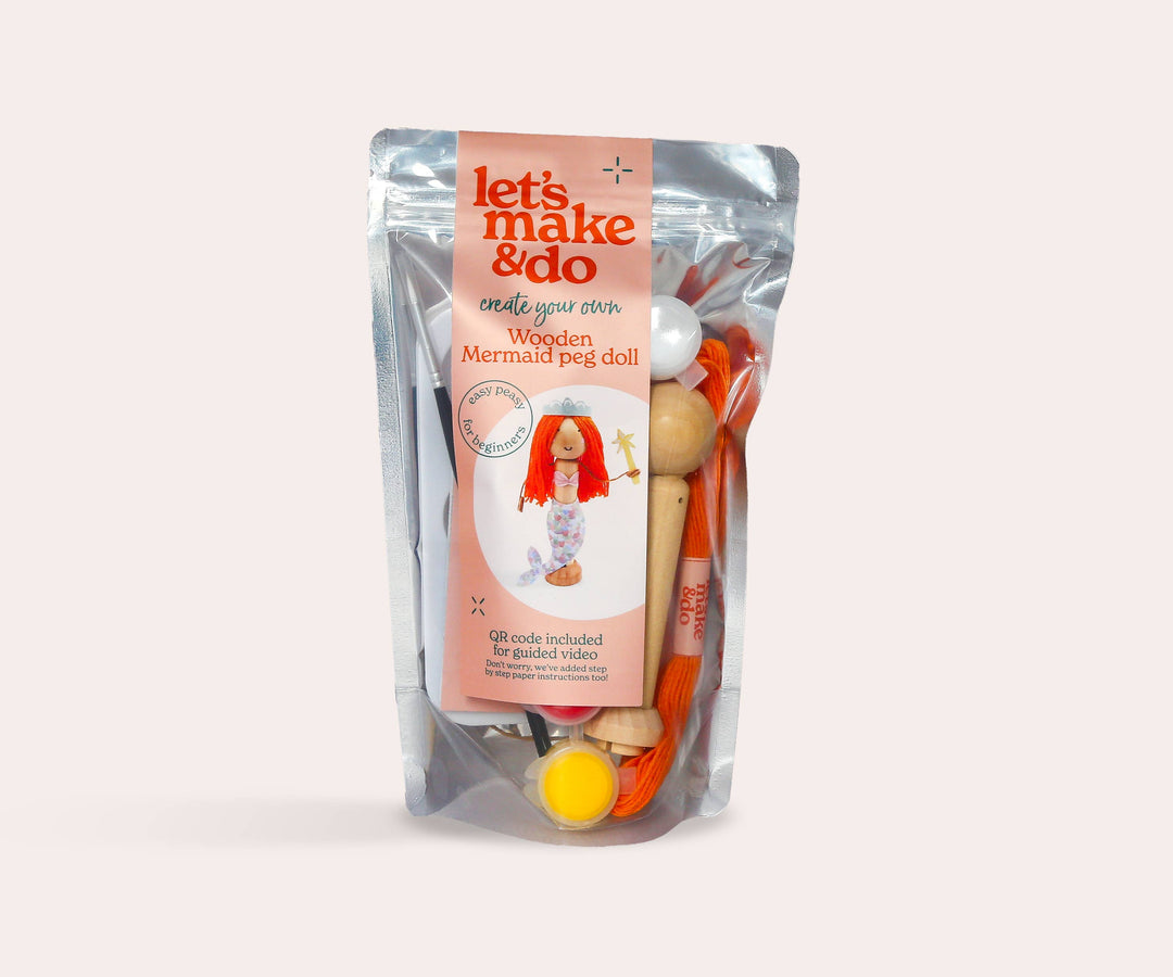 Create Your Own Mermaid Wooden Peg Doll Kit