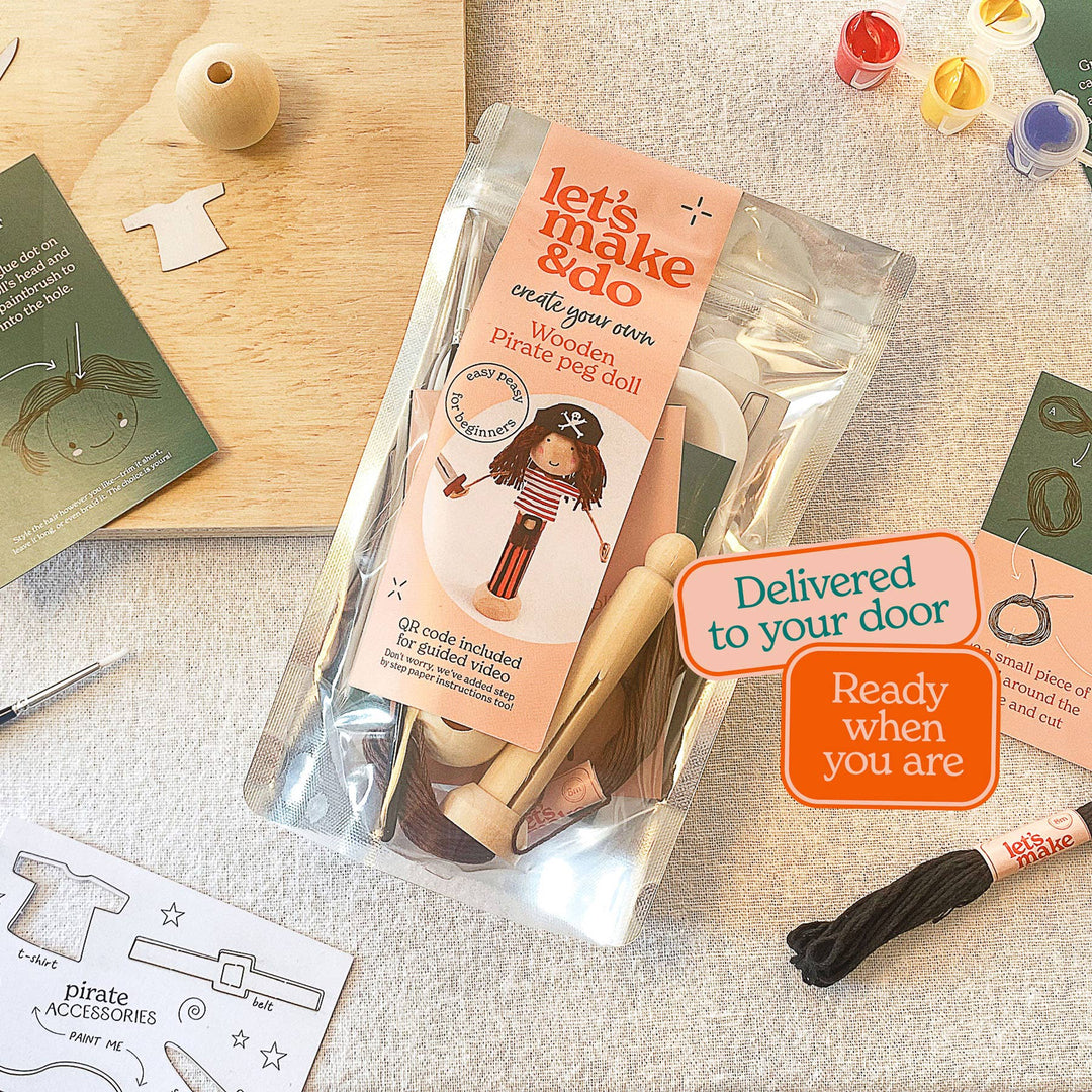 Create Your Own Pirate Wooden Peg Doll Kit