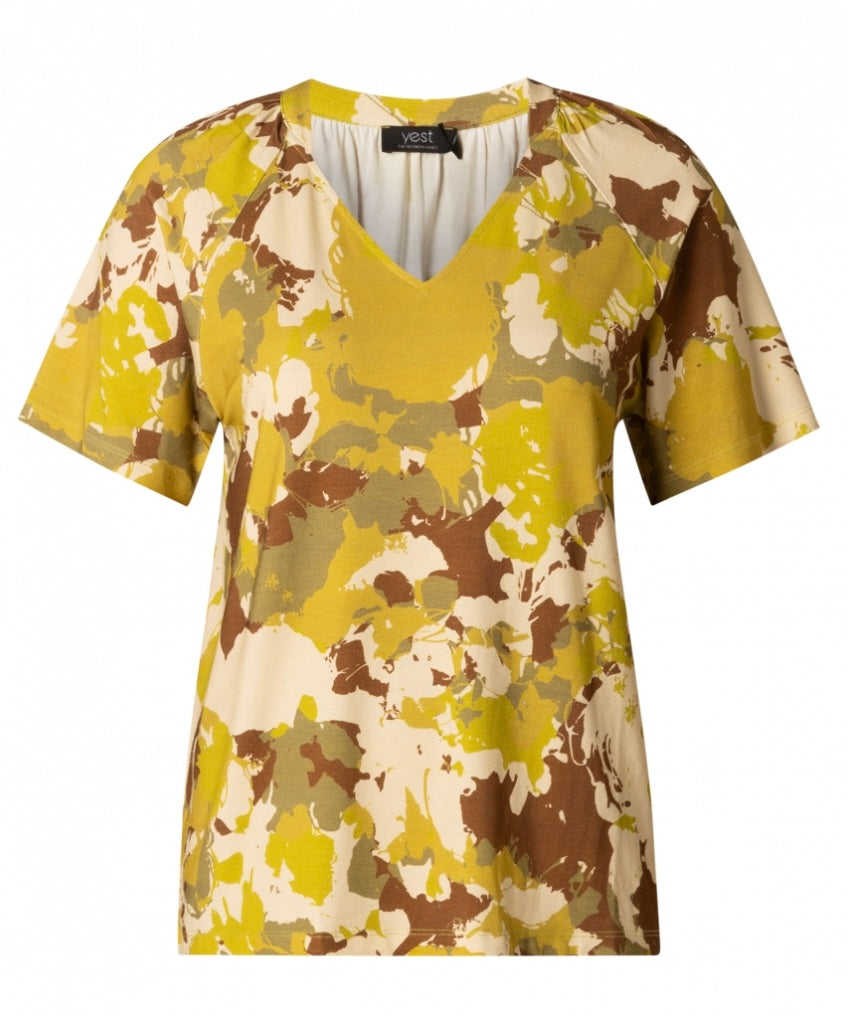 NATALIA TOP AVOCADO GREEN/MULTI