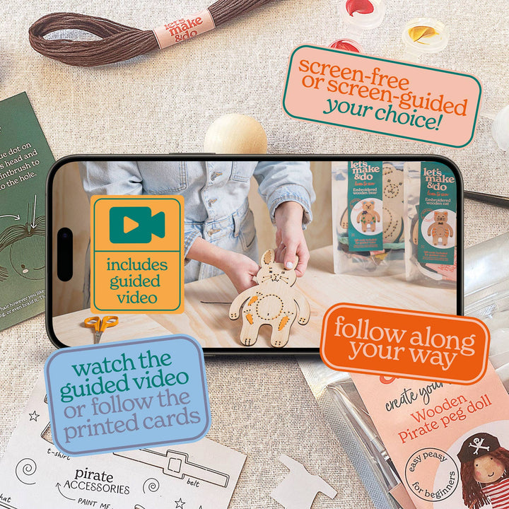 Create Your Own Pirate Wooden Peg Doll Kit