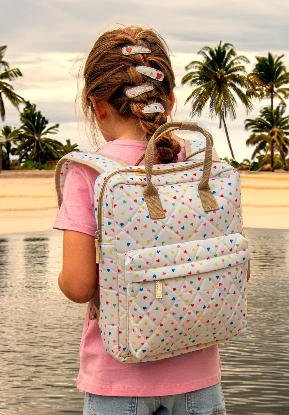 RAINBOW HEARTS QUILTED RUCKSACK