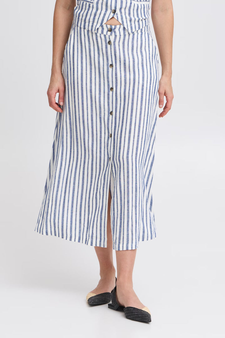 MARSHMALLOW STRIPE MIX FALAKKA BUTTON SKIRT