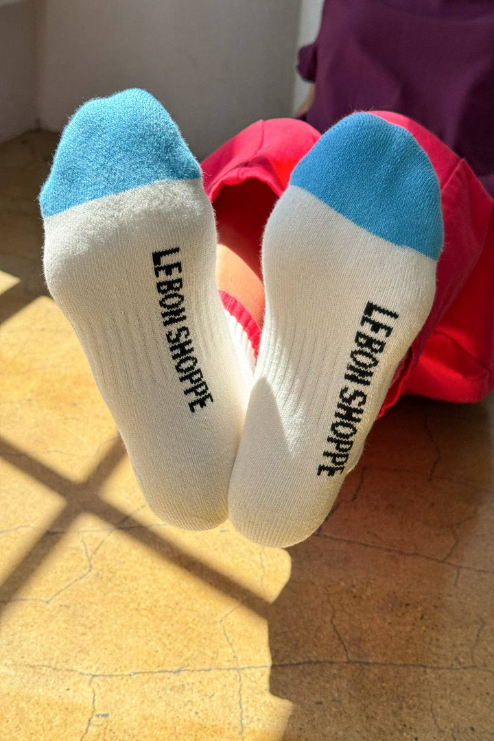 Color Block Girlfriend Socks : Blue Red