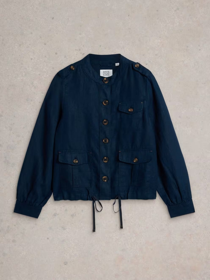 DEMI UTILITY LINEN JACKET DARK NAVY