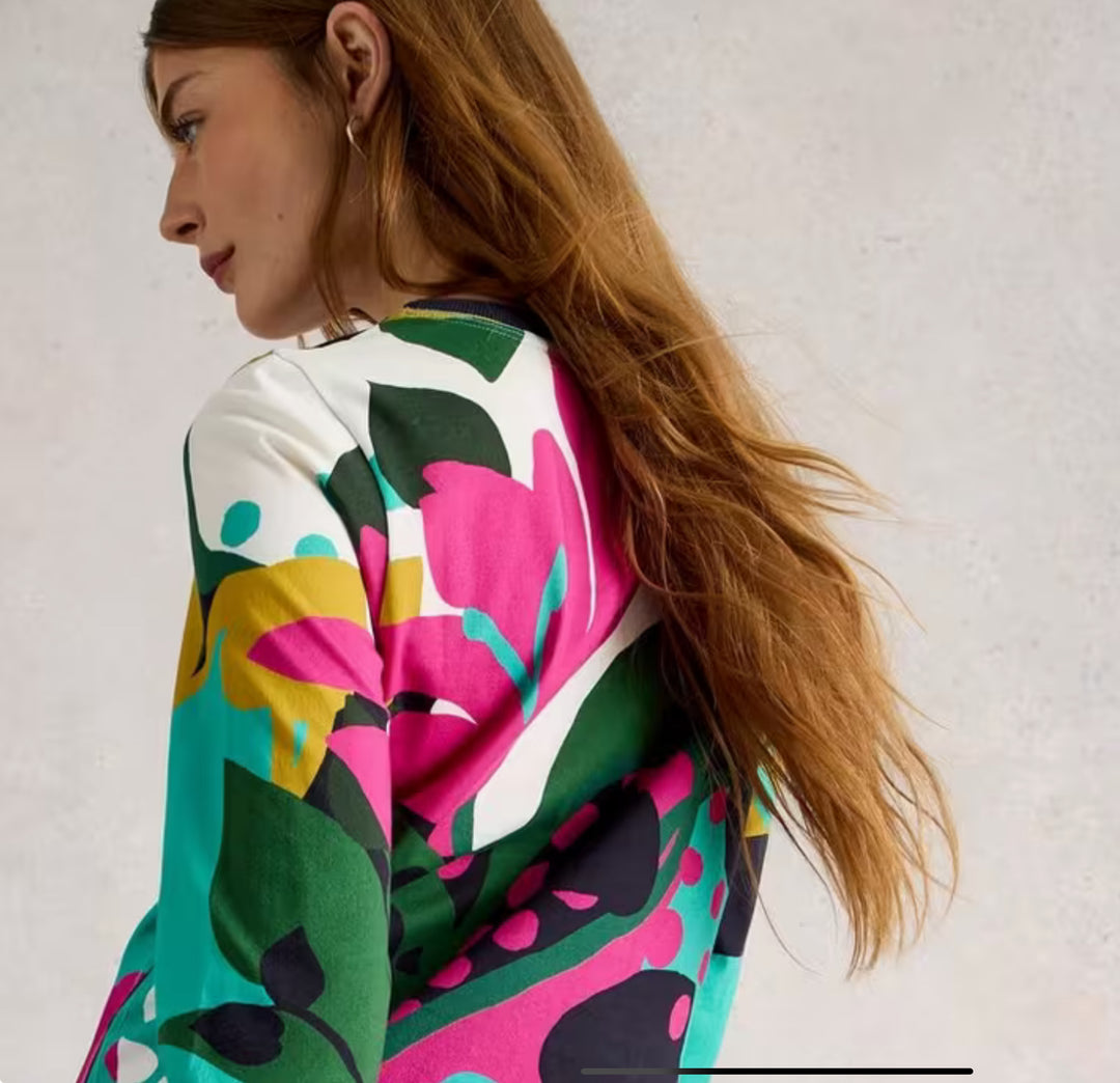 CLARA LS TEE PINK MLT