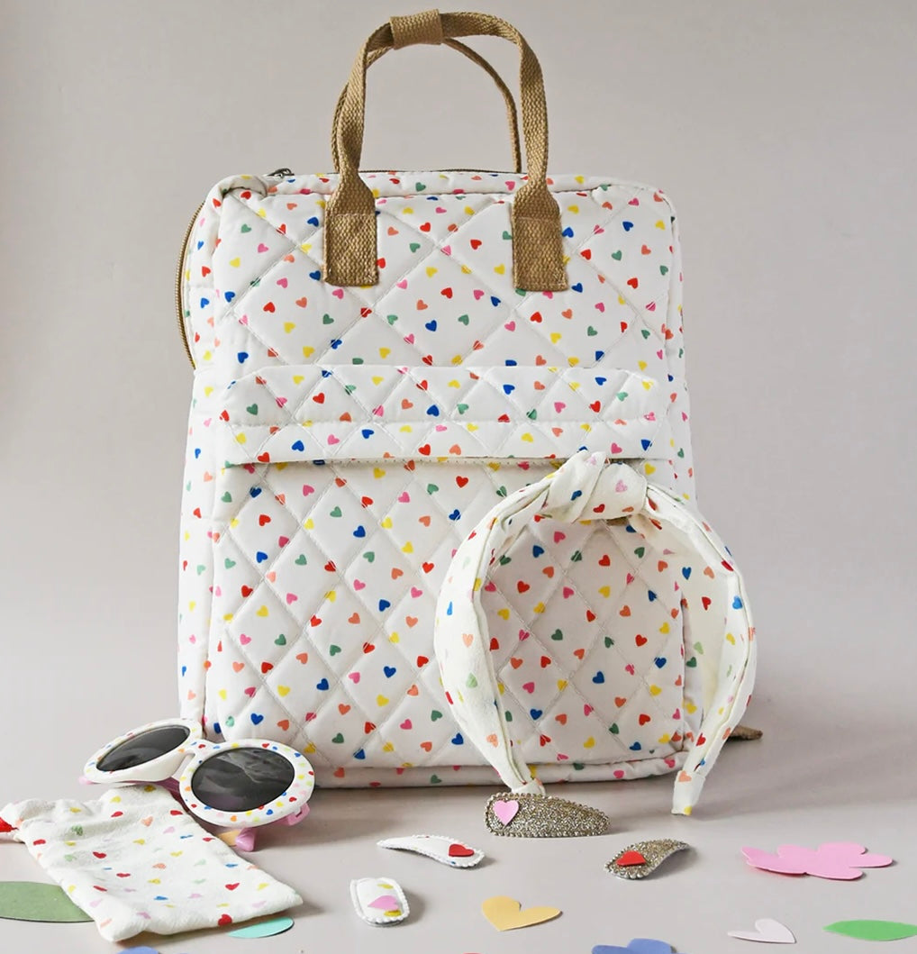 RAINBOW HEARTS QUILTED RUCKSACK