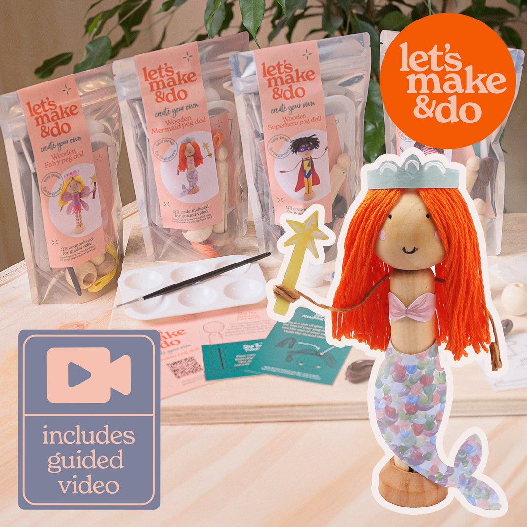 Create Your Own Mermaid Wooden Peg Doll Kit