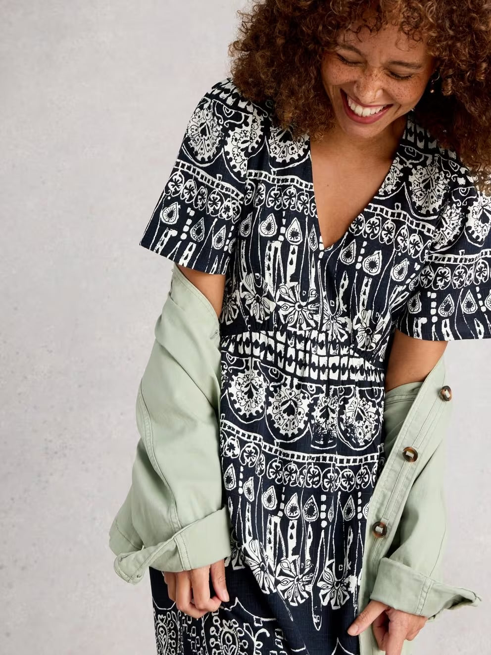 LUCY MIDI DRESS NAVY PRINT