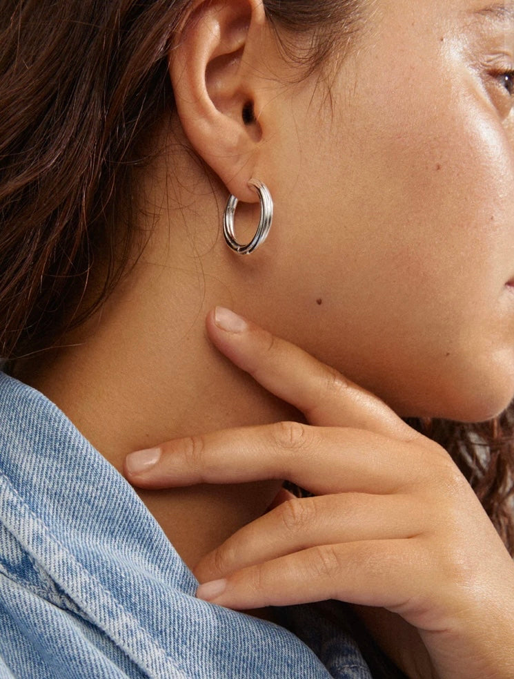 EDEA RECYCLED SILVER PLATED HOOPS