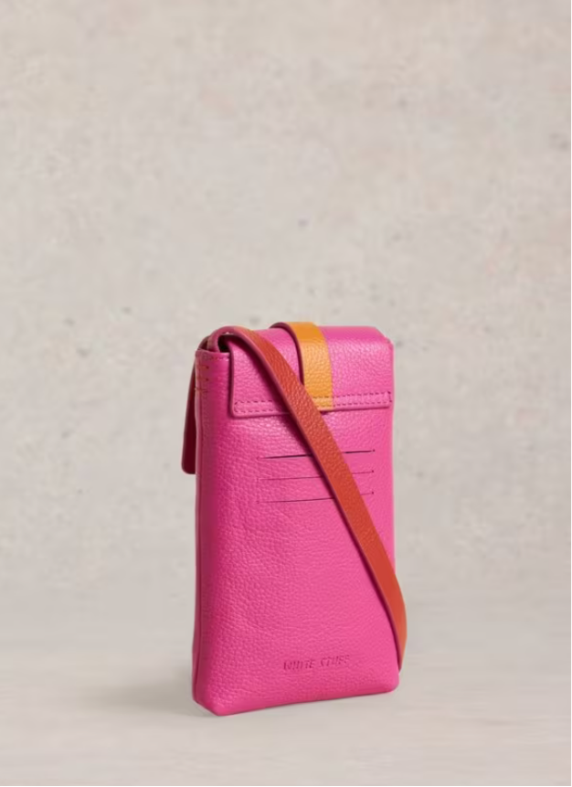 CLARA BUCKLE LEATHER PHONE BAG PINK MLT