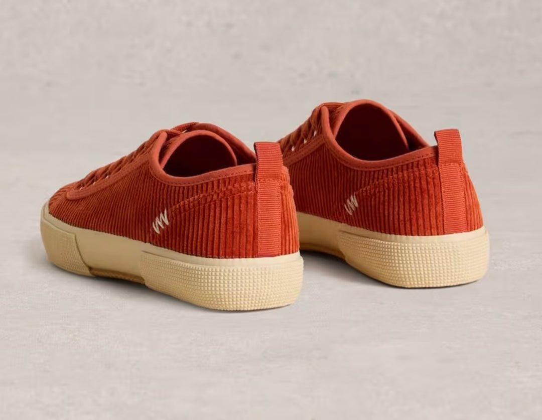 DARK ORANGE PIPPA CORD LACE UP TRAINER