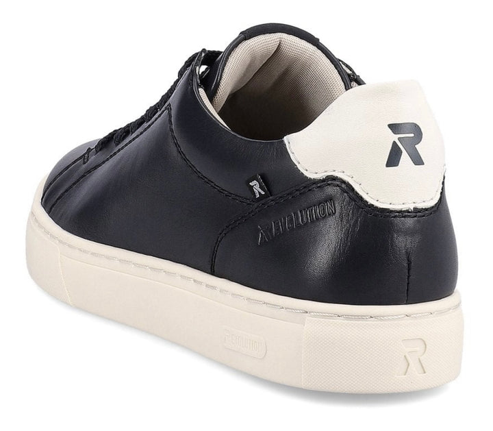 MENS NAVY LEATHER LACE UP TRAINER