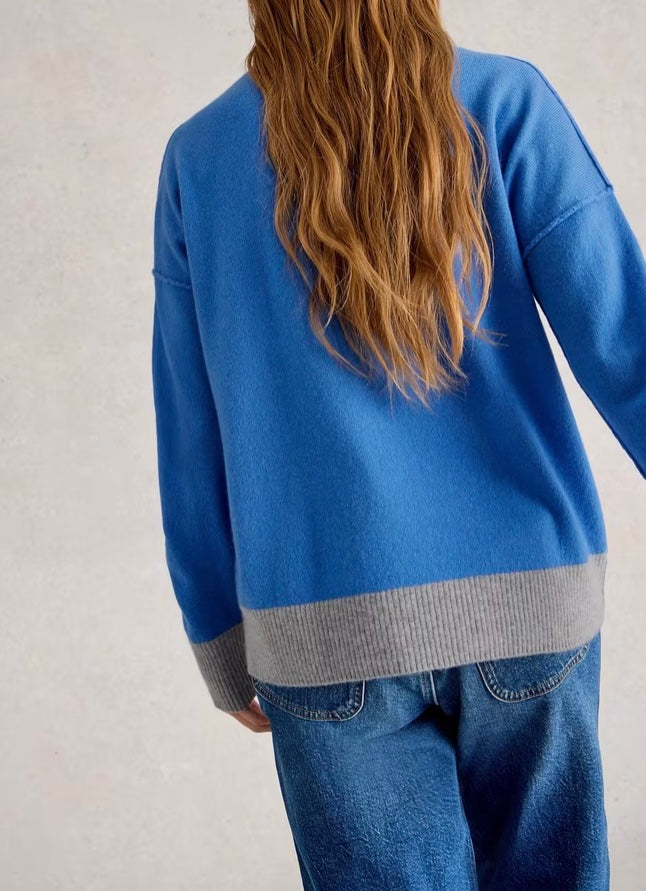 BRIGHT BLUE CREW CASHMERE JUMPER