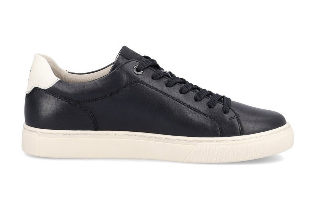 MENS NAVY LEATHER LACE UP TRAINER