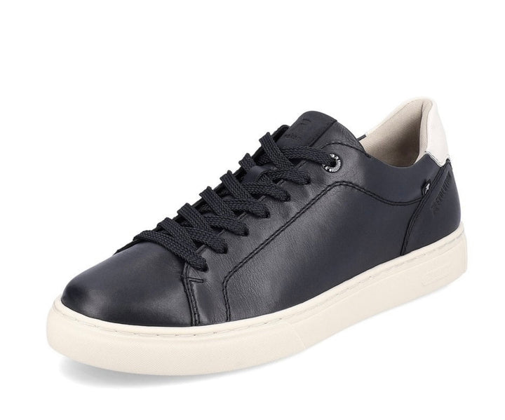 MENS NAVY LEATHER LACE UP TRAINER