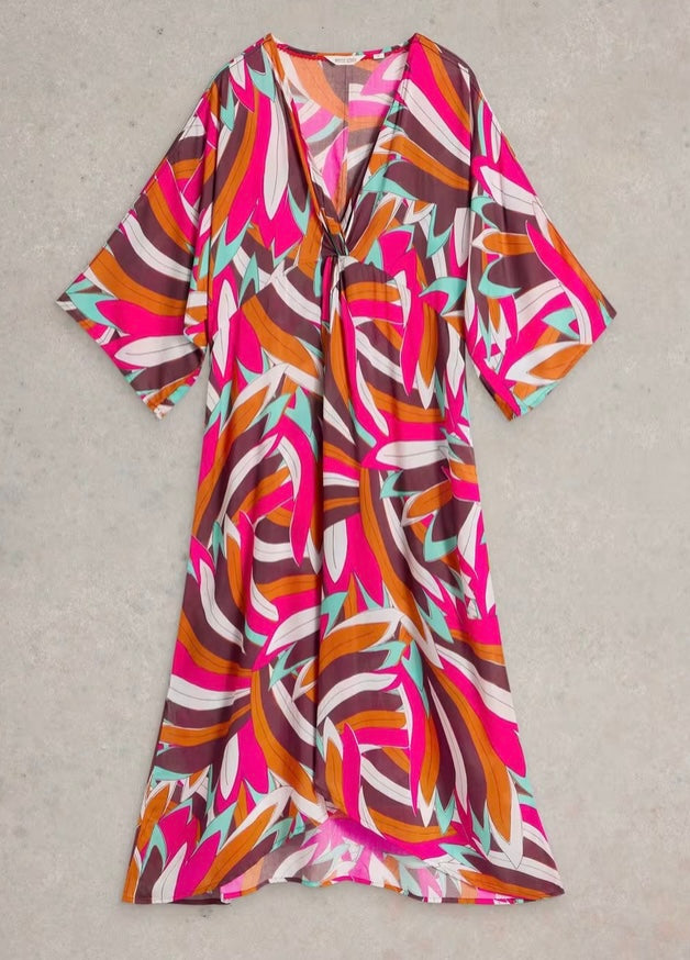 PINK PRINT CLEO KIMONO DRESS