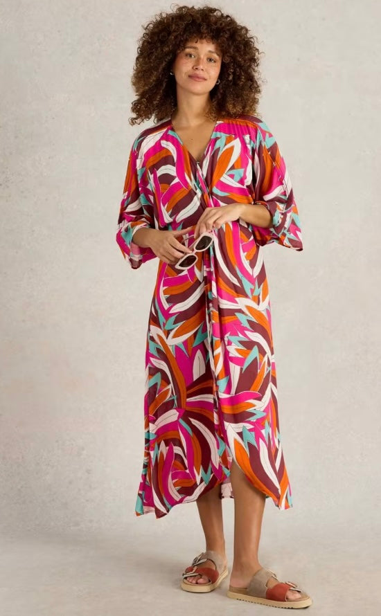 PINK PRINT CLEO KIMONO DRESS