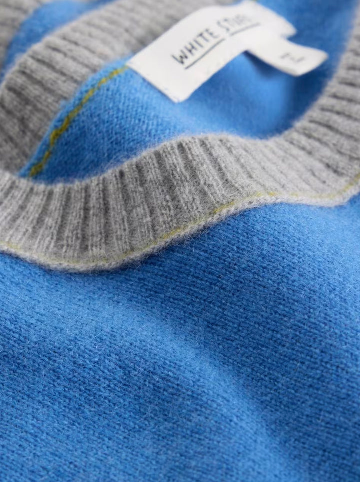 BRIGHT BLUE CREW CASHMERE JUMPER
