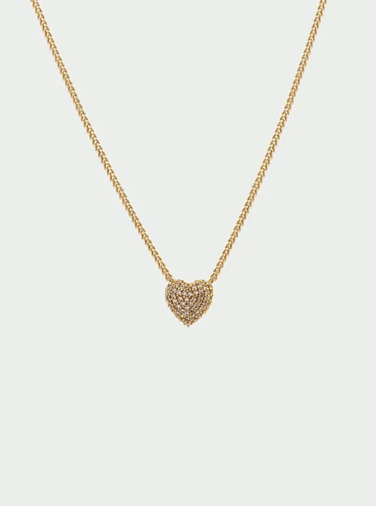 PAVE HEART NECKLACE GOLD
