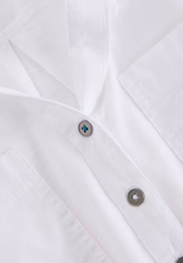 NATURAL WHITE MISSY LONGLINE MIX SHIRT