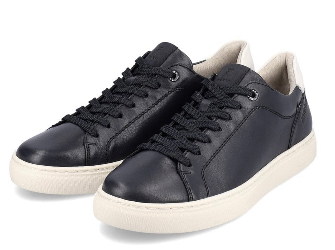 MENS NAVY LEATHER LACE UP TRAINER