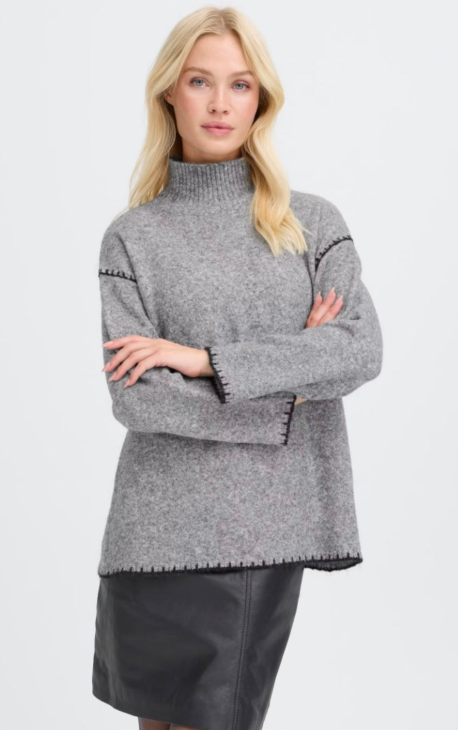MID GREY MELANGE OMEA ROLLNECK JUMPER