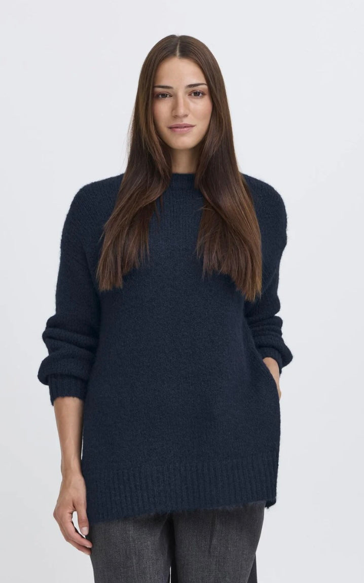 NAVY BLAZER MELANGE MILLERS LONG JUMPER