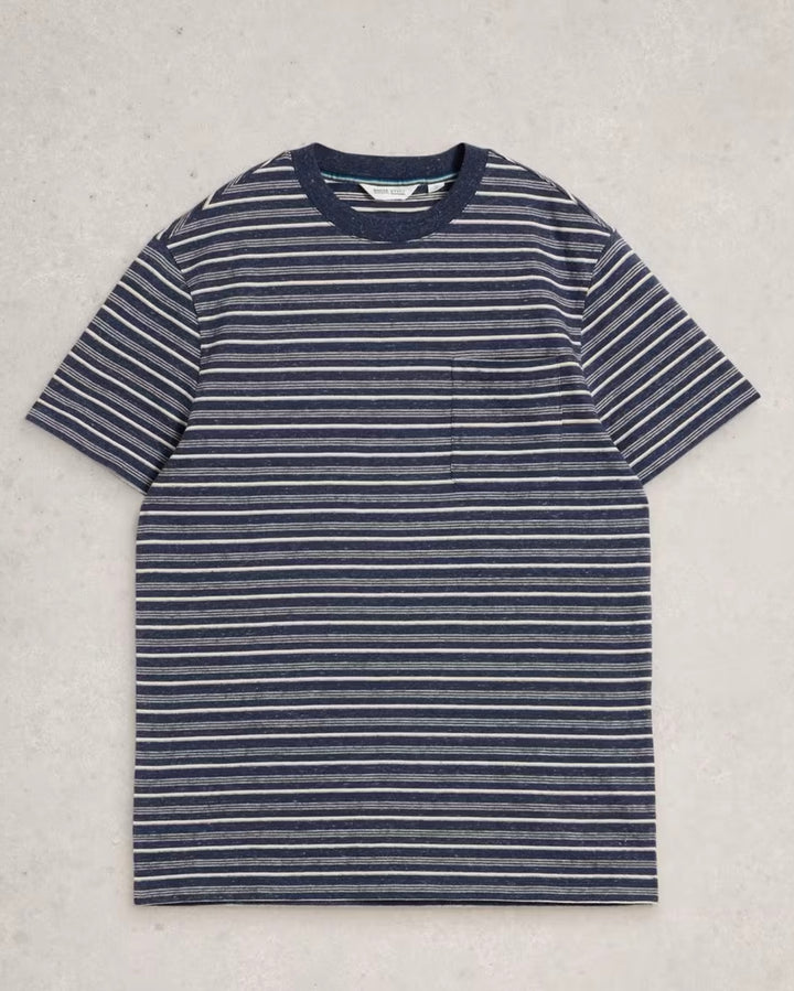 DARK NAVY ABERSOCH STRIPE SHORT SLEEVE TEE