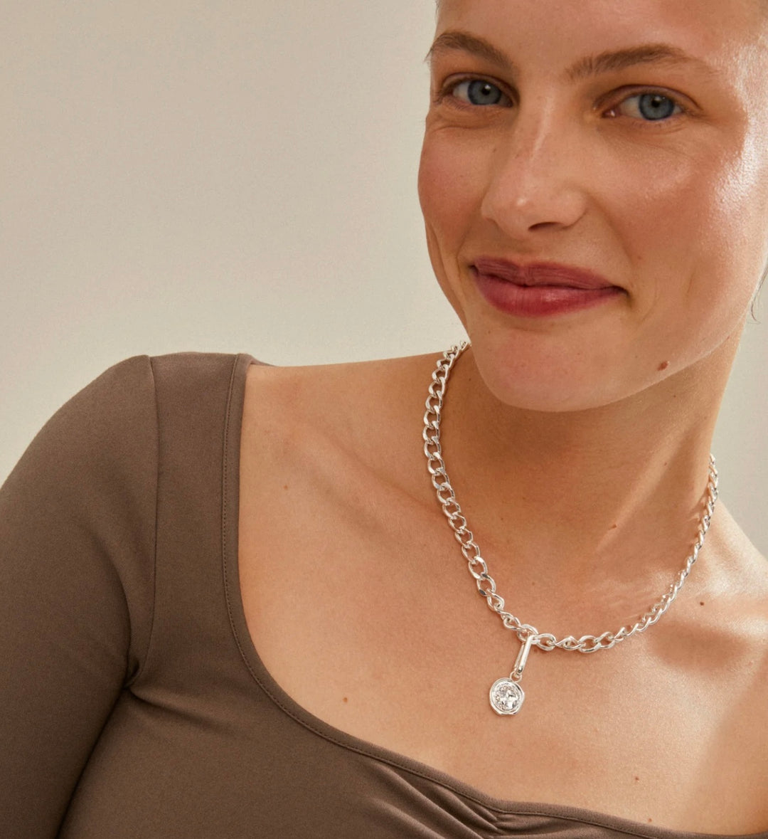 CHARM SILVER PLATED RECYCLED MOON PENDANT