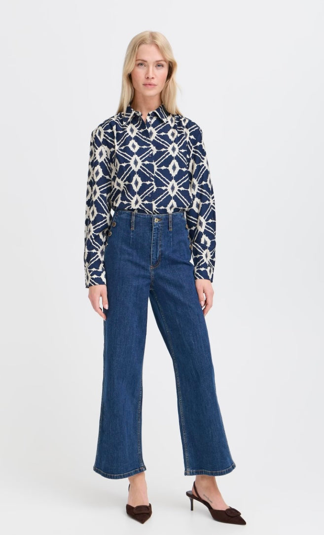 NAVY BLAZER IKAT IKAILA LOMG SLEEVES SHIRT