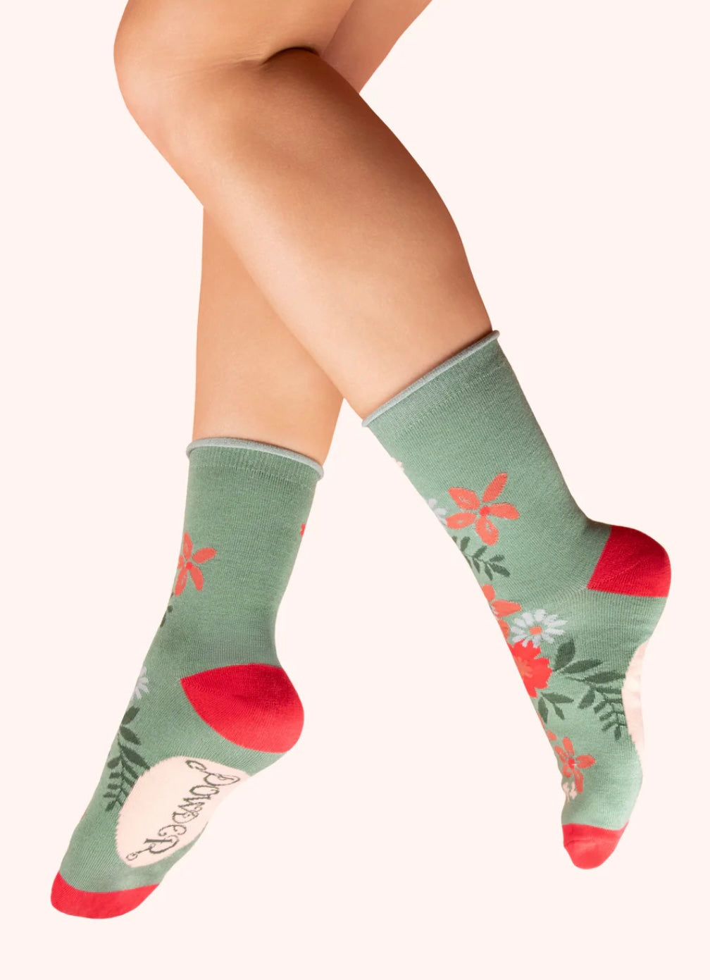 ANKLE SOCK FLORAL SPRAY OLIVE