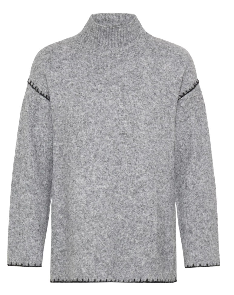 MID GREY MELANGE OMEA ROLLNECK JUMPER