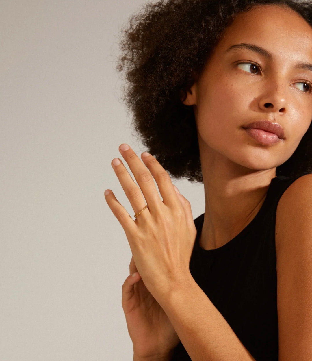 LULU RECYCLED GOLD PLATED CHAIN STACK RING