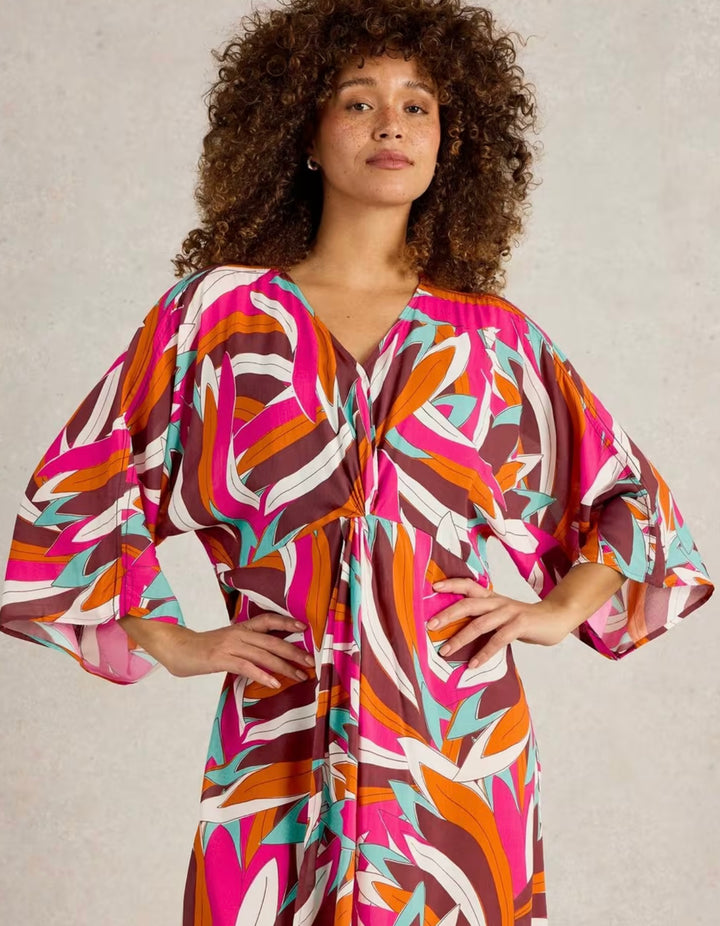 PINK PRINT CLEO KIMONO DRESS