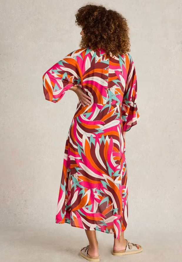 PINK PRINT CLEO KIMONO DRESS
