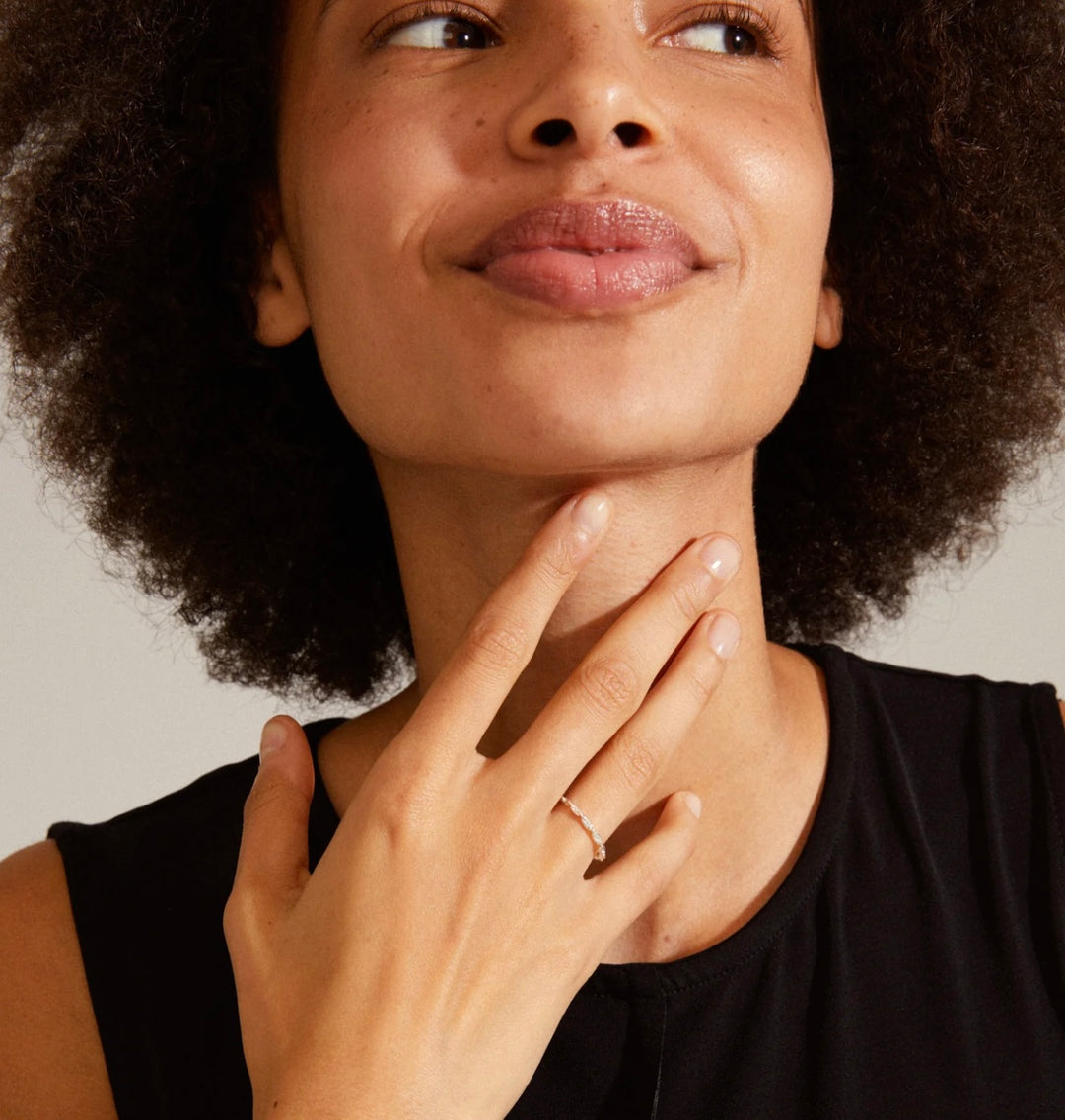 LULU RECYCLED SILVER PLATED CHAIN STACK RING